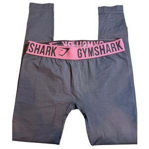 Gymshark Fit Seamless Leggings Charcoal Grey Pink Logo Waistband Womens Medium